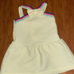 Janie and Jack adorable yellow bow waffle weave rainbow strap sun dress cotton